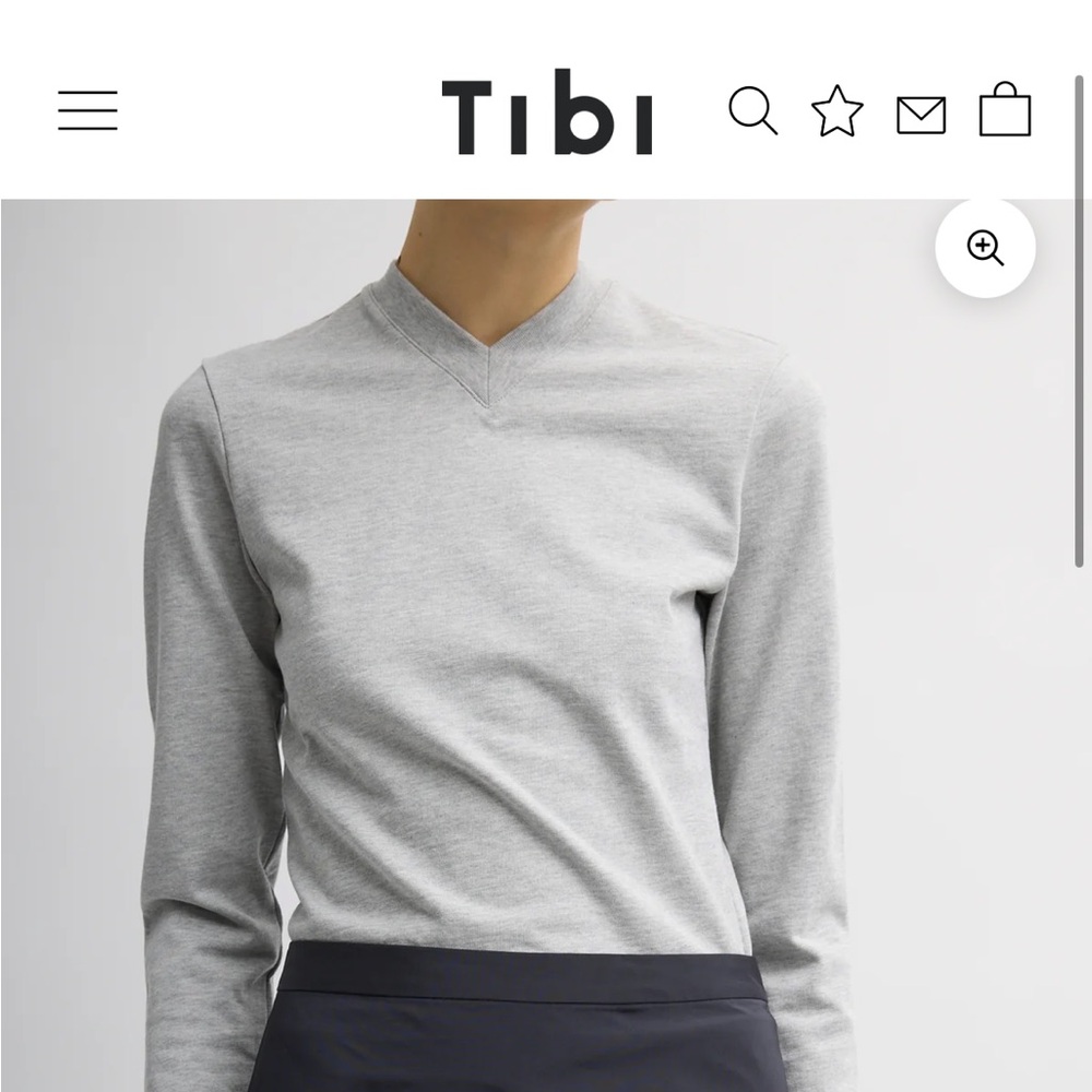 Tibi Women's Heather Gray Shrunken T-Shirt